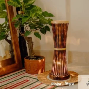 Handcrafted convex bamboo vase floor lamp with warm illumination for sustainable home decor