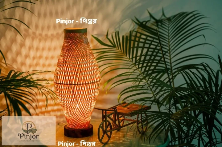 Eco-friendly handmade bamboo floor lamp with warm illumination for sustainable home decor