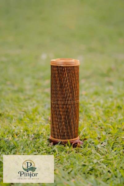 Handcrafted cylinder bamboo tubo lamp with warm illumination for sustainable home decor