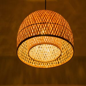Handcrafted Double-Layer Bamboo Polo Hanging Lamp - Natural & Sustainable Home Decor"