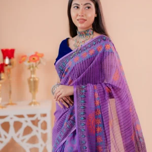 78/78 Pure Cotton Block Batik Saree with Traditional Hand Block Print