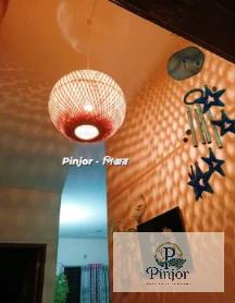 Single Layer Bamboo Ball Hanging Lamp - Image 2